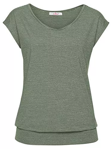 ELFIN T-Shirts ELFIN Damen T-Shirt Kurzarm Streifen Shirt Sommer Oberteil Casual Bluse Tops Basic Tee