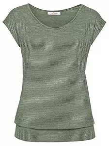 ELFIN T-Shirts ELFIN Damen T-Shirt Kurzarm Streifen Shirt Sommer Oberteil Casual Bluse Tops Basic Tee