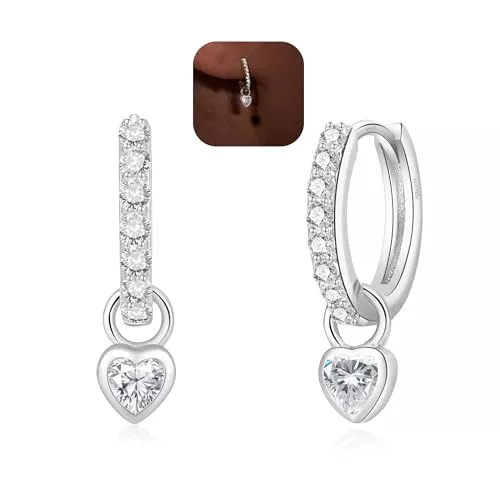 XOEMEL Schmuck XOEMEL Ohrringe Silber 925 für Damen Creolen Silber 925 Klein mit Zirkonia Ohrringe Herz Hängend Hypoallergen Mini Creolen Gold für Frauen