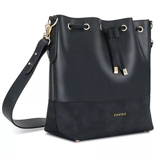 Expatrié Taschen & Rucksäcke Expatrié Handtasche Damen SARAH Bucket Bag Umhängetasche aus veganem PU-Leder für Shopping, Büro, Freizeit - Stylische Crossbody Schultertasche für Frauen