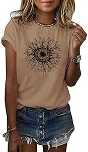 Cicy Bell T-Shirts Cicy Bell Damen Sonnenblumen T Shirt Sommer Kurzarm Niedlich Grafik Lose T-Shirts Für Damen Tops