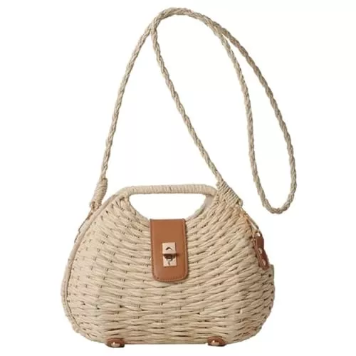 LARWIYDO Taschen & Rucksäcke LARWIYDO Stroh Handtasche Damen Strohtasche Umhängetasche Sommer Strandtasche, Shopper Handtasche, Handgewebt Schultertaschen Reisen Urlaub Strand