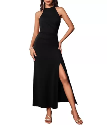 GRACE KARIN Cocktail GRACE KARIN Damen Ballkleider Lang Neckholder Abendkleider mit Schlitz Sexy Party Cocktailkleid Bodycon Maxikleid