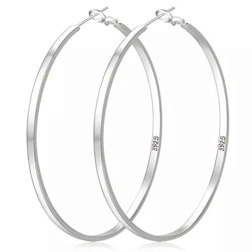 LOUMILEO Schmuck LOUMILEO Creolen Silber 925 Hypoallergen Sterling Silber Creolen Leichte Große Silber Creolen Ohrringe für Damen 30/40/50/60/65/70MM