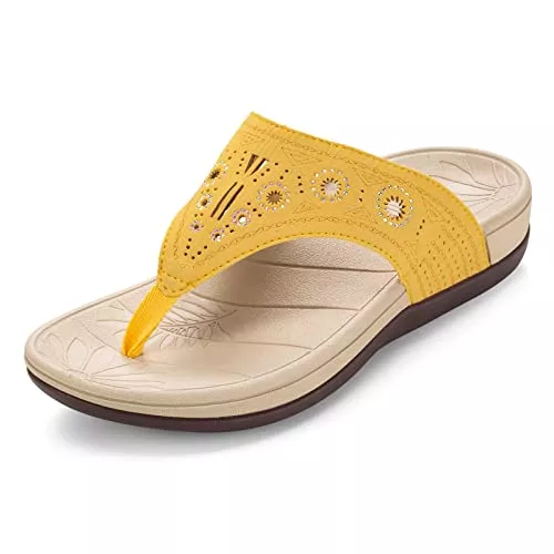 HAOLIRA Sandalen & Slides HAOLIRA Damen Flip Flops Sommer Zehentrenner mit Arch Support Orthopädische Frauen Rutschfest Bequeme Glitter Tanga Sandalen