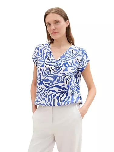 TOM TAILOR Ärmellose Blusen TOM TAILOR Damen Basic Kurzarm-Bluse mit Allover Print