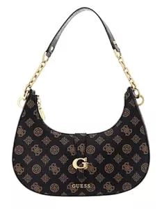 GUESS Taschen & Rucksäcke GUESS Kuba Top Zip Shoulder Bag Mocha Logo