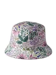 Riki Browns Hüte & Mützen Sommerhut für Damen, doppelseitig, elegant, 100 % Baumwolle, hergestellt in Italien, Blumenmuster, Rosa, 58