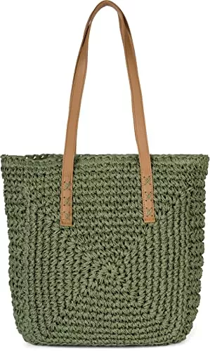 styleBREAKER Taschen & Rucksäcke styleBREAKER Damen Papierstroh Schultertasche mit langen Henkeln, Strandtasche, Korbtasche, Flechttasche, Shopper 02012388