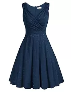 GRACE KARIN Cocktail GRACE KARIN Damen Spitzen Rockabilly Kleid Knielang Retro Vintage Kleid CL645
