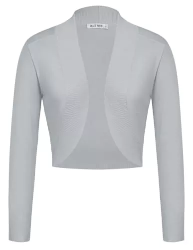 GRACE KARIN Strickjacken GRACE KARIN Damen Elegante Bolero Langarm Strickjacke Vorne Offen Schulterjacke Festlich Shrug Cardigan