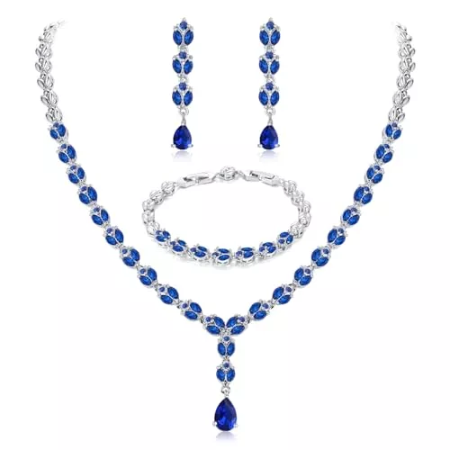 Toplstud Schmuck Toplstud Silber Schmuckset Damen, Hochzeit Silber Halskette Ohrringe Armbänder Schmuckset mit Zirkonia, Hypoallergene 925 Silber Brautschmuck set Geschenke für Braut Frauen
