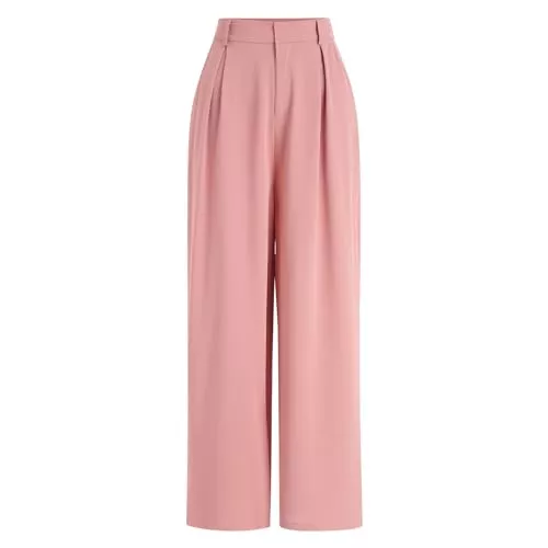 Odizli Hosen Odizli Anzughose Damen Elegant High Waist Lang Palazzo Wide Leg Hose mit Taschen