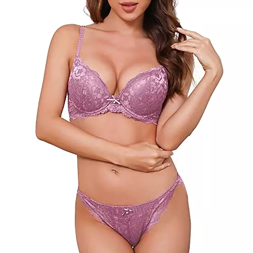 SHEKINI Unterwäsche & Dessous SHEKINI Damen Push Up Spitze Dessous Set Bügel Sexy BH und Panty Set 2 Stück