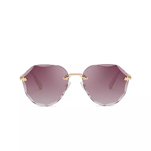kimorn Sonnenbrillen & Zubehör kimorn Sonnenbrillen für Frauen Schatten im Freien Groß randlose Diamant-Schneidlinse Classic K0637