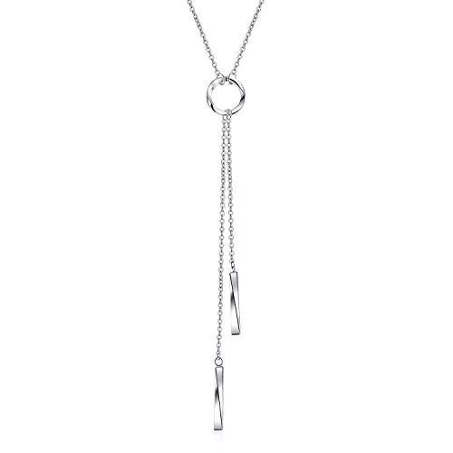 YAFEINI Schmuck YAFEINI Prämie Kette Damen Silber 925, Quaste Bar Anhänger Kette Damen Halskette Silber Schmuck kette für mädchen mutter tochter