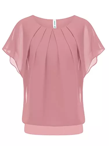 WANGZHI Kurzarmblusen WANGZHI Damen Bluse Batwing Bluse Shirts Kurzarm Tunika Top Kurzarm Mesh Oberteile