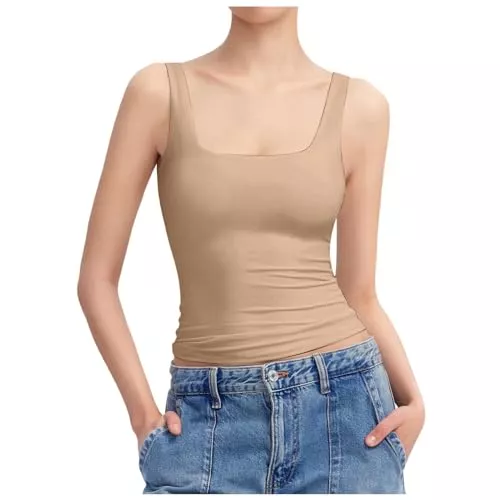 JokeLomple Tops Damen Spitze Top - Spaghetti Trägertop Herz-Ausschnitt Drucken Tanktops & Träger-Tops für Damen Rundhalsausschnitt für Sommer Basic Tanktops Trägershirt Gerippte Bluse Bohemian Casual T-Shirt Tops