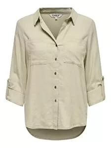 ONLY Langarmblusen ONLY Female Hemd Locker geschnitten Button-Down Kragen Ärmel mit Umschlag Hemd