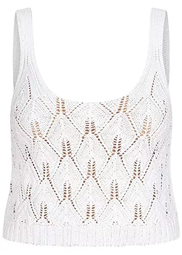 Styleboom Fashion Brand Tops Styleboom Fashion Damen Cropped Strick Träger Top Weiss