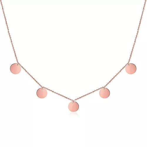 GD GOOD.designs Schmuck GD GOOD.designs Kette mit Plättchen für Damen - Wasserfest | 5 Coin Halskette in 18K Gold - Silber oder Rosegold | Boho Schmuck aus Edelstahl