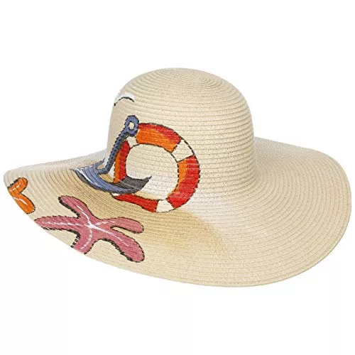 Lipodo Hüte & Mützen Lipodo Lifebelt & Anchor Schlapphut - Sommerlicher Sonnenhut aus Papierstroh - Sommerhut für Damen - Strohhut - Frühling/Sommer