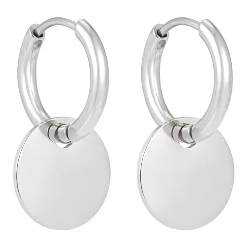 BONNYBIRD Schmuck BONNYBIRD® Creolen mit Pättchen BonnyCoin - Premium Creolen mit Anhänger aus Edelstahl in Silber, Gold & Roségold, 100% Wasserfest & Hautverträglich (14 mm)