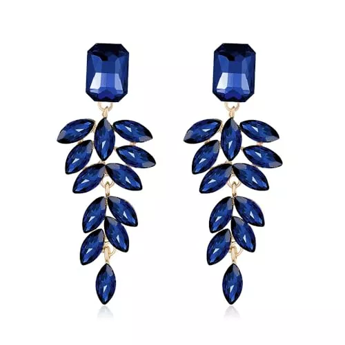 FDEETY Schmuck FDEETY Ohrringe Damen Kristall Baumeln Ohrringe Lange Kristall Quaste Ohrringe Hochzeit Braut Strass Ohrringe Modeschmuck