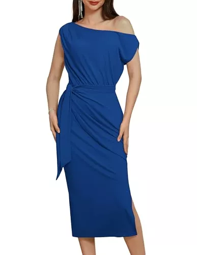GRACE KARIN Cocktail GRACE KARIN Damen 2024 Cocktailkleid Kurzarm Bodycon Midi Kleid Ein Schluter dress Abend Party Hochzeit
