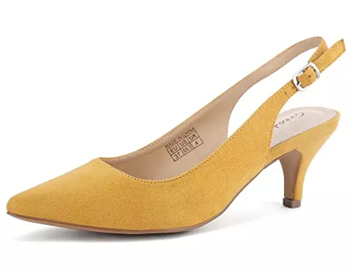 Greatonu High Heels Greatonu Damen Pumps Slingback Spitzenschuhe mit Kitten Heel – Perfekt für Büro, Hochzeiten und Partys