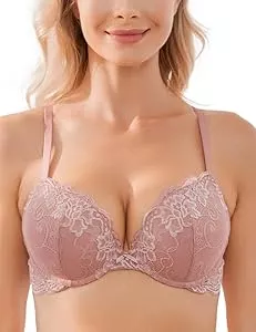 Wingslove Unterwäsche & Dessous Wingslove Damen Push Up BH mit floraler Spitze gepolsterter Bügel BH Komfort BH