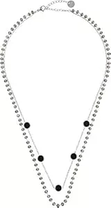 styleBREAKER Schmuck styleBREAKER Damen Edelstahl Layer Halskette 2-reihig mit Kunststoff Perlen und Anhängern, Ankerkette, Kette, Schmuck 05030067