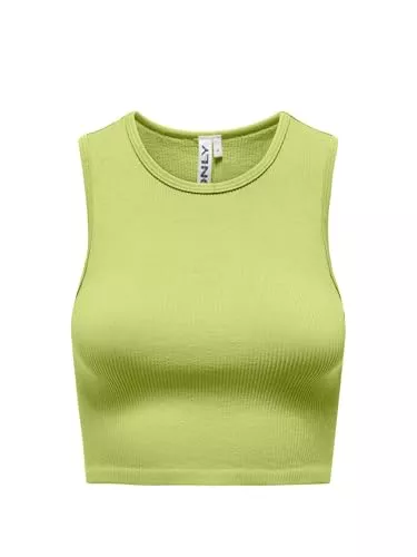 ONLY Tops ONLY Damen ONLGWEN S/L Rib Crop Tank PNT Top, Celery Green, Large