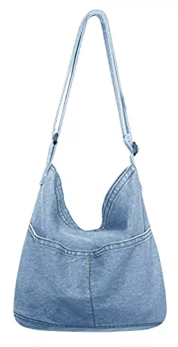 SEAUR Taschen & Rucksäcke SEAUR Damen Canvas Umhängetasche Blau Stoff Schultertasche Große Kapazität Jeans Shopper Tasche