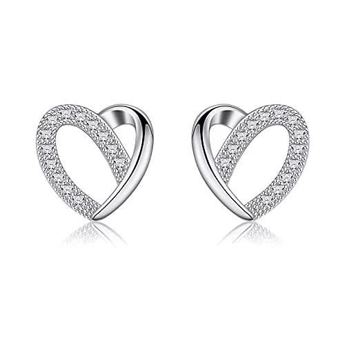 Jewlldeen Schmuck Jewlldeen Ohrringe Damen Silber 925 Ohrstecker Herz Ohrschmuck Geschenk für Geburtstag Jahrestag Party Hochzeit Gedenktag