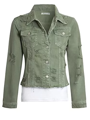 SS7 Jacken SS7 Damen ausgefranste Jeansjacke in Distressed Optik