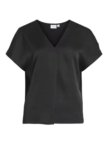 Vila T-Shirts Vila Damen Viellette V-Neck S/S Satin Top-Noos Kurzarmbluse