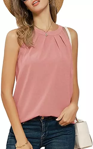 GRACE KARIN Tops GRACE KARIN Damen Sommer Tops Neckholder Tops Elegant Chiffon Blusen Ärmellos Oberteile Shirts Tanktop