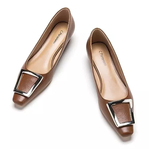 C.Paravano High Heels C.Paravano Damen Pumps | Niedrige Absätze Pumps | Blockabsatz Pumps | Damen Niedrige Ferse Kleid Schuhe | Pumps für Frauen | Weiche Lederschuhe Frauen