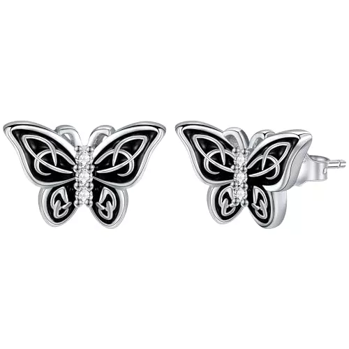 Micory Schmuck Micory Schmetterling Ohrringe für Damen 925 Sterling Silber Glücksbringer Ohrstecker Schmuck Geschenk für Mädchen Frau Mutter Tochter