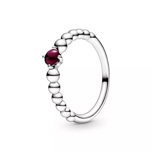 PANDORA Schmuck PANDORA Damen-Solitär Jahresring 925_Sterling_Silber mit '- Ringgröße 58 198867C08-58, Rot