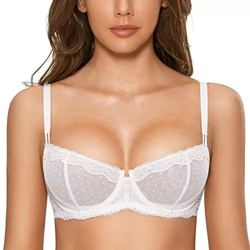 DOBREVA Unterwäsche & Dessous DOBREVA Balconette BH Damen mit Bügel Push Up Dirndl Spitze BHS Sexy Grosse Grössen Ungefüttert