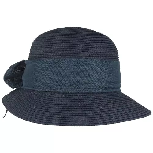 Breiter Hüte & Mützen Breiter Damen Strohhut Strandhut Schute mit asymmetrischer Krempe & Schleife Damenhut 100% Papier