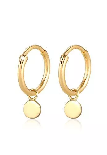 Elli Schmuck Elli Ohrringe Damen Creolen Plättchen Geo Trend aus 925 Sterling Silber