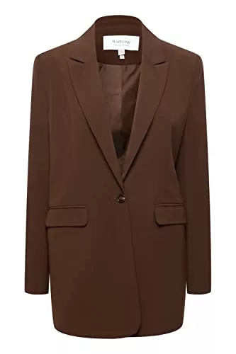 b.young Blazer b.young BYDANTA Damen Blazer Longblazer Jacke mit Reverskragen und Knopf Regular Fit mit Stretch Langer Schnitt