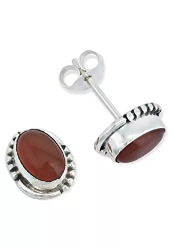 mantraroma Schmuck Ohrstecker 925 Silber Stein Edelstein Ohrringe echt Silber Damen Sterling Silber Stecker Geschenk (MOS-020)