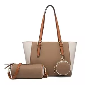 FANDARE Taschen & Rucksäcke FANDARE Damen Handtasche 3-teiliges Set damen Shopper Schultertasche Groß Henkeltaschen Umhängetasche Geldbörse Tragetasche Frauen Reise Alltag Büro Schule Ausflug PU Leder Handbags