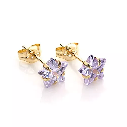 jewellerybox Schmuck 9 Karat Gelbgold 6mm Stern CZ Kristall Ohrstecker Ohrringe