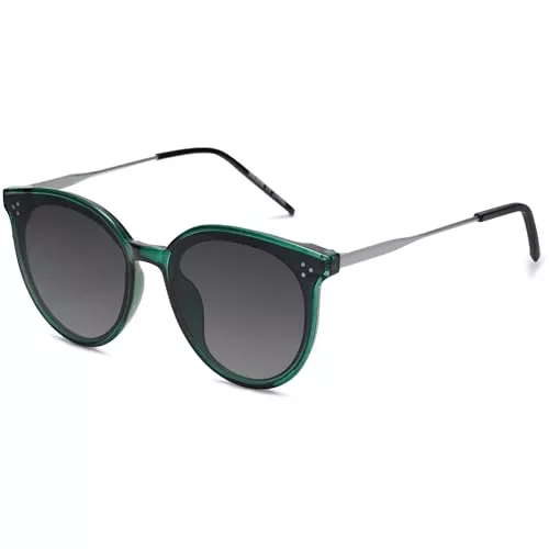 SOJOS Schmuck SOJOS Retro Vintage Sonnenbrille Damen Hochwertige Runde Cateye Brille Übergroß UV 400 Schutz mit Federscharnier, Brilletuch und Brillenbeutel DOLPHIN