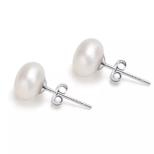 FLHEART Schmuck Ohrringe Silber 925 Damen Perlenohrringe - Süßwasserperlen Tropfen Ohrringe Hängend Perlen Ohrstecker Schmuck Geschenke für Mädchen Frauen Freundin Echt Silber Damenohrringe für Weihnachten Geburtstag